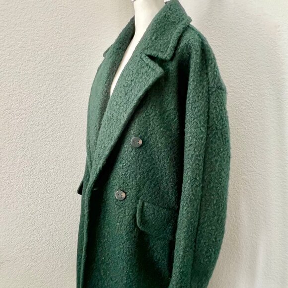 BCBGeneration Women's Double Breasted 4-Button Boucle Peacoat in Emerald Size 1x - Picture 5 of 12